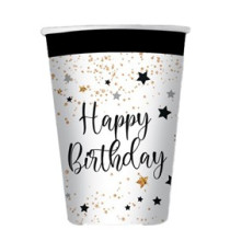 Bicchiere Happy Birthday - 200 ml - carta - Big Party - conf. 8 pezzi Bicchiere Happy Birthday - 200 ml - carta - Big Party - conf. 8 pezzi
