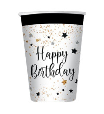 Bicchiere Happy Birthday - 200 ml - carta - Big Party - conf. 8 pezzi Bicchiere Happy Birthday - 200 ml - carta - Big Party - conf. 8 pezzi