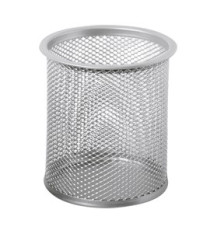 Bicchieri portapenne - rete metallica - 8,5 x 10 cm - argento - Lebez