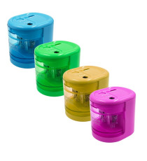 Temperamatite elettrico 4306  con contenitore - 2 fori  - colori assortiti - Lebez