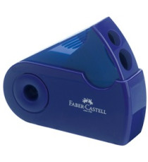 Temperamatite Sleeve con contenitore - 2 fori - con serbatoio - 70x34x20mm - rosso e blu assortiti - Faber-Castell
