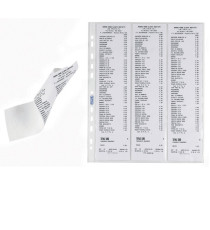 Buste forate per scontrini fiscali - 6 Spazi - 25,2x30,7 cm - trasparente - Favorit - conf. 10 pezzi Buste forate per scontrini fiscali - 6 Spazi - 25,2x30,7 cm - trasparente - Favorit - conf. 10 pezzi