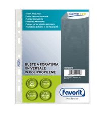 Buste forate Special PP - Superior - liscio - 15x21 cm - trasparente - Favorit - conf. 25 pezzi Buste forate Special PP - Superior - liscio - 15x21 cm - trasparente - Favorit - conf. 25 pezzi