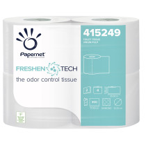 Carta igienica classica Freshen Tech - 2 veli - 300 strappi - diametro 12,2 cm - 9,5 cm x 33,3 mt - Papernet - pacco 4 r