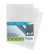 Cartelline a L Pratic - Superior - PPL - liscio - 22 x 30 cm - trasparente - Favorit - conf. 50 pezzi