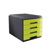Cassettiera Mydesk - 29,5 x 38,5 x 28,2 cm - 4 cassetti da 4,5 cm - grigio/verde - Arda Cassettiera Mydesk - 29,5 x 38,5 x 28,2 cm - 4 cassetti da 4,5 cm - grigio/verde - Arda