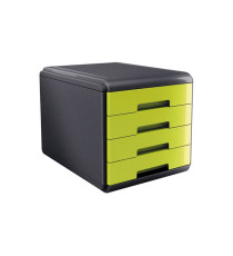 Cassettiera Mydesk - 29,5 x 38,5 x 28,2 cm - 4 cassetti da 4,5 cm - grigio/verde - Arda Cassettiera Mydesk - 29,5 x 38,5 x 28,2 cm - 4 cassetti da 4,5 cm - grigio/verde - Arda