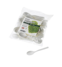 Cucchiaino monouso in CPLA - 10 cm - bianco - Leone - conf. 100 pezzi
