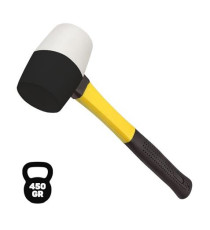 Mazza di gomma Blim BL0319 bianco-nero da 450gr professionale - martello,mazzuola,mazzetta in gomma Manico in Fibra antiscivolo Mazza di gomma Blim BL0319 bianco-nero da 450gr professionale - martello,mazzuola,mazzetta in gomma Manico in Fibra antiscivolo