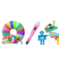 Penna 3D per disegni tridimensionali - Penna per stampa stereoscopica 3D pink + filamento PE12 con alimentatore - 3D PEN Penna 3D per disegni tridimensionali - Penna per stampa stereoscopica 3D pink + filamento PE12 con alimentatore - 3D PEN
