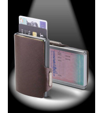 Porta tessere Mondraghi SAFFIANO TEAK,mini wallet in pelle con protezione RFID,fino a 9 tessere + banconote Made in Italy Porta tessere Mondraghi SAFFIANO TEAK,mini wallet in pelle con protezione RFID,fino a 9 tessere + banconote Made in Italy