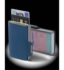 Porta tessere Mondraghi SAFFIANO PLUS BLUE con portamonete,mini wallet in pelle con protezione RFID, 9 cards + banconote Porta tessere Mondraghi SAFFIANO PLUS BLUE con portamonete,mini wallet in pelle con protezione RFID, 9 cards + banconote