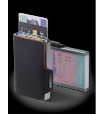 Porta tessere Mondraghi SAFFIANO PLUS BLACK con portamonete,mini wallet in pelle con protezione RFID, 9 cards + banconote Porta tessere Mondraghi SAFFIANO PLUS BLACK con portamonete,mini wallet in pelle con protezione RFID, 9 cards + banconote