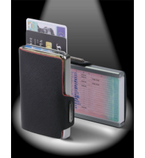Porta tessere Mondraghi SAFFIANO PLUS BLACK con portamonete,mini wallet in pelle con protezione RFID, 9 cards + banconote Porta tessere Mondraghi SAFFIANO PLUS BLACK con portamonete,mini wallet in pelle con protezione RFID, 9 cards + banconote