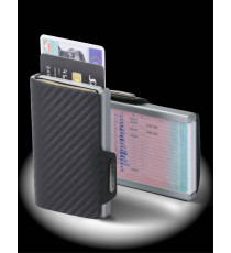 Porta tessere Mondraghi CARBON PLUS con portamonete,mini wallet in pelle con protezione RFID,fino a 9 tessere + banconote Porta tessere Mondraghi CARBON PLUS con portamonete,mini wallet in pelle con protezione RFID,fino a 9 tessere + banconote