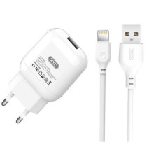 Pack Caricatore USB da muro 1 porta 2.1A XO L37 bianco con cavo LIGHTNING - Ricarica Fast - USB 5A 2.1A - caricabatteria Pack Caricatore USB da muro 1 porta 2.1A XO L37 bianco con cavo LIGHTNING - Ricarica Fast - USB 5A 2.1A - caricabatteria
