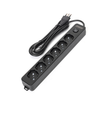 Multipresa ciabatta elettrica 6 prese nera con interruttore cavo 1,5 metri Spina 16A 250V 2P+E Presa 16A 250V 6 WAY P40 Aigostar
