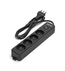 Multipresa ciabatta elettrica 4 prese nera con interruttore cavo 1,5 metri Spina 16A 250V 2P+E Presa 16A 250V 4 WAY P40 Aigostar