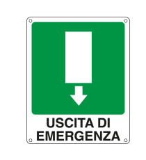 Cartello segnalatore - 25x31 cm - USCITA DI EMERGENZA - alluminio - Cartelli Segnalatori Cartello segnalatore - 25x31 cm - USCITA DI EMERGENZA - alluminio - Cartelli Segnalatori