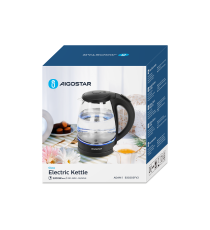 Bollitore elettrico in vetro nero capacità 1,7 litri 1850-2200W - spegnimento automatico a bollitura - Con luce blu integrata