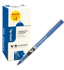 Roller Hi Tecpoint V5 con cappuccio - punta 0,5mm - blu  - Pilot - conf. 16 + 4 pezzi Roller Hi Tecpoint V5 con cappuccio - punta 0,5mm - blu  - Pilot - conf. 16 + 4 pezzi