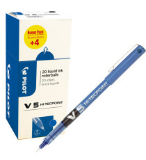 Roller Hi Tecpoint V5 con cappuccio - punta 0,5mm - blu  - Pilot - conf. 16 + 4 pezzi Roller Hi Tecpoint V5 con cappuccio - punta 0,5mm - blu  - Pilot - conf. 16 + 4 pezzi