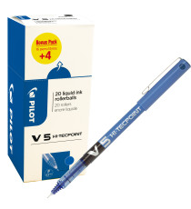 Roller Hi Tecpoint V5 con cappuccio - punta 0,5mm - blu  - Pilot - conf. 16 + 4 pezzi Roller Hi Tecpoint V5 con cappuccio - punta 0,5mm - blu  - Pilot - conf. 16 + 4 pezzi