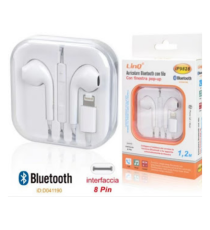 Auricolari lightning con microfono Linq IP9828 per Iphone e Ipad - attacco lightning,tasti volume,bianco con scatola,cavo 1,2mt