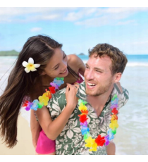 Set da 4pz collana Hawaiana con fiori multicolore - 1pz di collana, 1pz di corona, 2pz di bracciali hawaiani Set da 4pz collana Hawaiana con fiori multicolore - 1pz di collana, 1pz di corona, 2pz di bracciali hawaiani