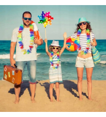 Set da 4pz collana Hawaiana con fiori multicolore - 1pz di collana, 1pz di corona, 2pz di bracciali hawaiani Set da 4pz collana Hawaiana con fiori multicolore - 1pz di collana, 1pz di corona, 2pz di bracciali hawaiani