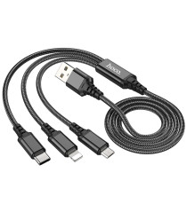 Cavo di ricarica USB-A 3 in 1 nero Hoco X76 x74 connettore Lightning,MicroUSB,USB-C(Type-C) Ricarica veloce 2A Cavo 1mt in nylon Cavo di ricarica USB-A 3 in 1 nero Hoco X76 x74 connettore Lightning,MicroUSB,USB-C(Type-C) Ricarica veloce 2A Cavo 1mt in nylon