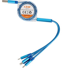 Cavo di ricarica retrattile USB-A 3 in 1 Linq IP-7893 connettore Lightning,MicroUSB,USB-C(Type-C) - Ricarica veloce 2A, Cavo 1mt Cavo di ricarica retrattile USB-A 3 in 1 Linq IP-7893 connettore Lightning,MicroUSB,USB-C(Type-C) - Ricarica veloce 2A, Cavo 1mt