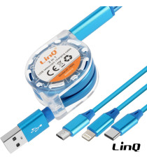 Cavo di ricarica retrattile USB-A 3 in 1 Linq IP-7893 connettore Lightning,MicroUSB,USB-C(Type-C) - Ricarica veloce 2A, Cavo 1mt Cavo di ricarica retrattile USB-A 3 in 1 Linq IP-7893 connettore Lightning,MicroUSB,USB-C(Type-C) - Ricarica veloce 2A, Cavo 1mt