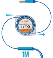 Cavo di ricarica retrattile USB-A 3 in 1 Linq IP-7893 connettore Lightning,MicroUSB,USB-C(Type-C) - Ricarica veloce 2A, Cavo 1mt Cavo di ricarica retrattile USB-A 3 in 1 Linq IP-7893 connettore Lightning,MicroUSB,USB-C(Type-C) - Ricarica veloce 2A, Cavo 1mt