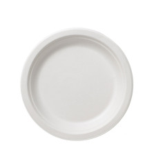 Piatto piano monouso Bio - rotondo - diametro 22,5 cm - cellulosa/canna da zucchero - bianco - Leone - conf. 50 pezzi