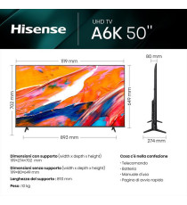 Smart TV Hisense Led UHD 4K 50" 50A69K Black 3840x2160 DVB-T2 HEVC Main10 HDR10 + Decoding