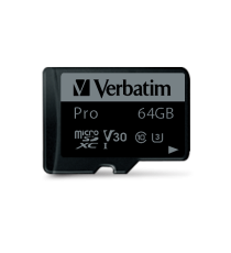 Micro Sdhc Pro U3 64GB Verbatim 47042 V30 Classe 10 UHS Speed Class 3 (U3) con adattatore fino a 90 MB/Sec Micro Sdhc Pro U3 64GB Verbatim 47042 V30 Classe 10 UHS Speed Class 3 (U3) con adattatore fino a 90 MB/Sec