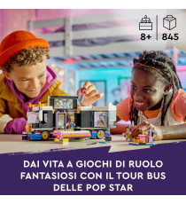 Lego Friends - Tour Bus delle pop star - Lego 42619 Autobus Giocattolo e 4 Mini Bamboline 845pz  Anni 8+