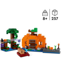 Lego Minecraft - La fattoria delle zucche - Lego 21248  Casa con Rana, Barca, Forziere e Figure di Steve e Strega 257pz Anni 8+