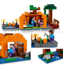 Lego Minecraft - La fattoria delle zucche - Lego 21248  Casa con Rana, Barca, Forziere e Figure di Steve e Strega 257pz Anni 8+