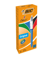 Penna a sfera a scatto  multifunzione  4 Colours Classic  - punta 1,0mm - nero, blu, rosso, verde - Bic -  conf. 12 pezz