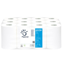 Asciugamani in rotolo Centrefeed - Mini - 2 veli - diametro 14,5 cm - 17 gr - 22 cm x 69 mt - bianco - Papernet