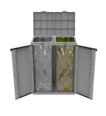 Contenitore EcoCab 2 per raccolta differenziata - 68x39x88,7 cm - 2 portasacco da 110 L ciascuno - grigio/nero - Terry Contenitore EcoCab 2 per raccolta differenziata - 68x39x88,7 cm - 2 portasacco da 110 L ciascuno - grigio/nero - Terry