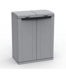 Contenitore EcoCab 2 per raccolta differenziata - 68x39x88,7 cm - 2 portasacco da 110 L ciascuno - grigio/nero - Terry Contenitore EcoCab 2 per raccolta differenziata - 68x39x88,7 cm - 2 portasacco da 110 L ciascuno - grigio/nero - Terry