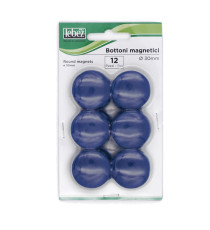 Bottoni magnetici - diametro 3 cm - blu - Lebez - blister 12 pezzi