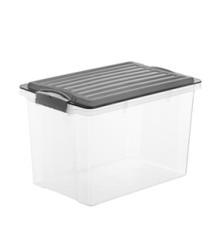 Contenitore Compact - 27x18,5x15 cm - A5 - 4,5 L - PPL - coperchio nero - trasparente - Rotho
