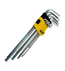 Set chiavi a brugola lunghe professionali Blim BL0348 9 Pz acciaio al cromo vanadio temperato misura da 1,5mm a 10mm Set chiavi a brugola lunghe professionali Blim BL0348 9 Pz acciaio al cromo vanadio temperato misura da 1,5mm a 10mm