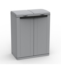 Contenitore EcoCab 2 per raccolta differenziata - 68x39x88,7 cm - 2 portasacco da 110 L ciascuno - grigio/nero - Terry Contenitore EcoCab 2 per raccolta differenziata - 68x39x88,7 cm - 2 portasacco da 110 L ciascuno - grigio/nero - Terry