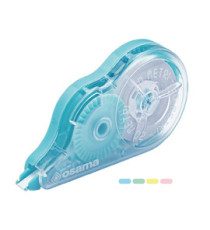 Correttore a nastro 20 Metri - 5 mm x 20 m - involucro colori assortiti pastello - Osama Correttore a nastro 20 Metri - 5 mm x 20 m - involucro colori assortiti pastello - Osama