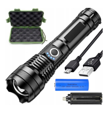 Torcia a LED XHP50 Torcia tattica USB ricaricabile Impermeabile da Campeggio in alluminio - 1500lm - illuminazione fino a 300mt Torcia a LED XHP50 Torcia tattica USB ricaricabile Impermeabile da Campeggio in alluminio - 1500lm - illuminazione fino a 300mt